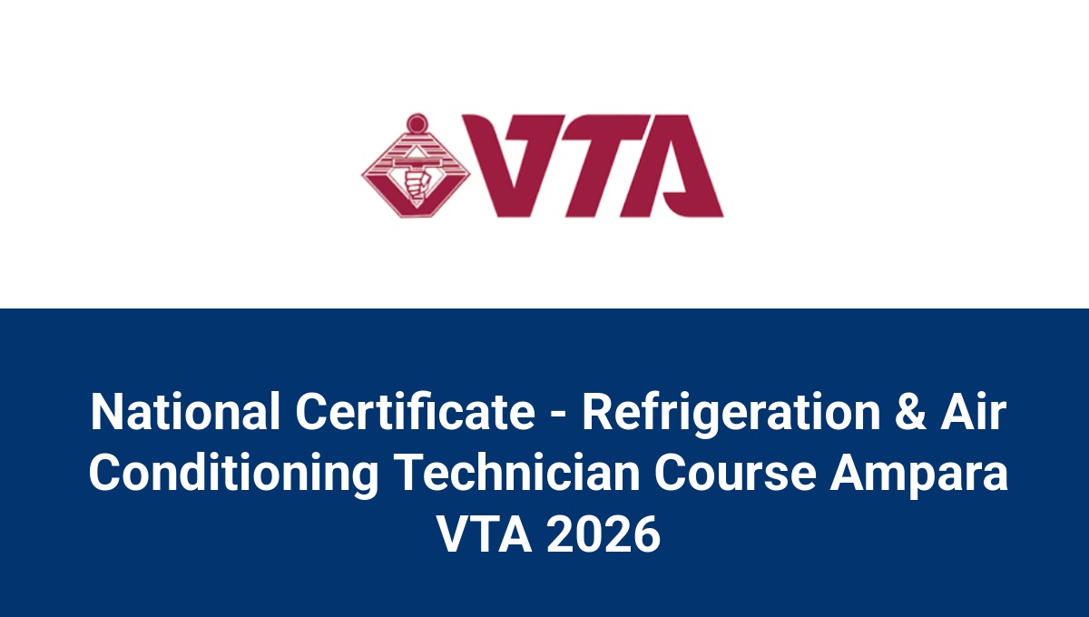 National Certificate - Refrigeration & Air Conditioning Technician Course Ampara VTA 2026